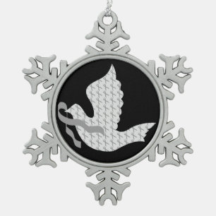 Taube des Hoffnungs-grauen Bandes - Schneeflocken Zinn-Ornament