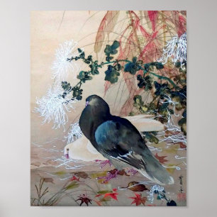 Taube im Herbst Leaves, Watanabe Seitei Poster
