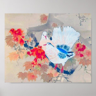 Taube im Herbst Leaves, Watanabe Seitei Poster