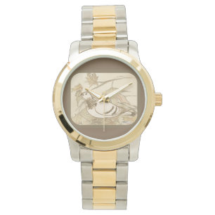 Taube im Holz Armbanduhr