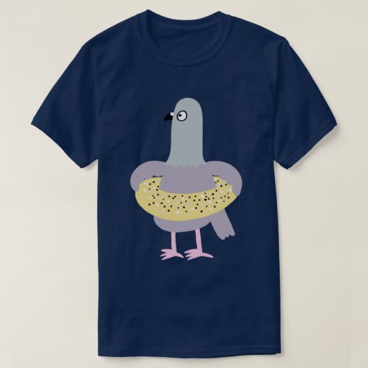 Taube in einem Alles-Bagel T-Shirt (Design vorne)