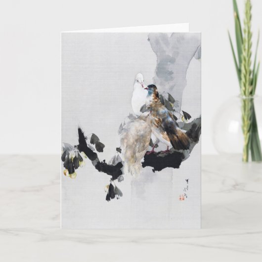 Taube in einem Baum, Watanabe Seitei Karte (Vorderseite)