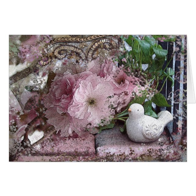 Taube mit Blumenkarte (Vorderseite (Horizontal))