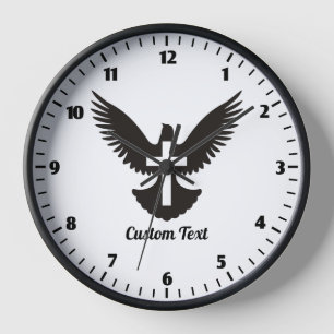 Taube mit Cross Large Clock Uhr
