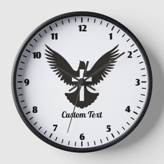 Taube mit Cross Large Clock Uhr (Vorderseite)