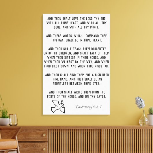 Taube mit Deuteronomie 6:5-9 KJV Bibelversen Leinwanddruck (Insitu (Wohnzimmer))