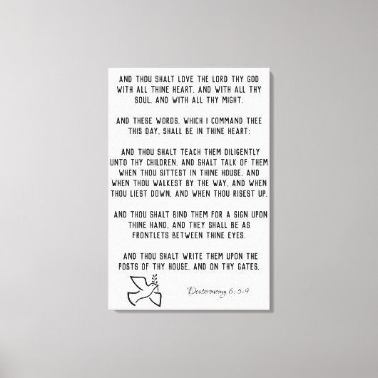 Taube mit Deuteronomie 6:5-9 KJV Bibelversen Leinwanddruck (Vorderseite)