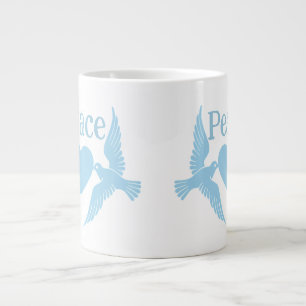 Taube mit Herz und Frieden Wortdarstellung Jumbo-Tasse