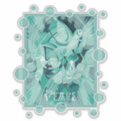 Taube mit keltischem Friedenstext in Aquatöne Aufkleber (Vorderseite)