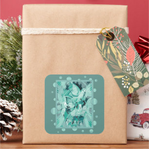 Taube mit keltischem Friedenstext in Aquatöne Quadratischer Aufkleber