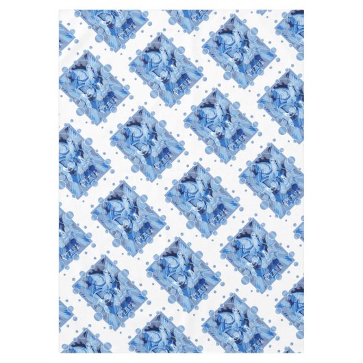 Taube mit keltischem Friedenstext in blauen Tönen Tischdecke (Vorderseite)