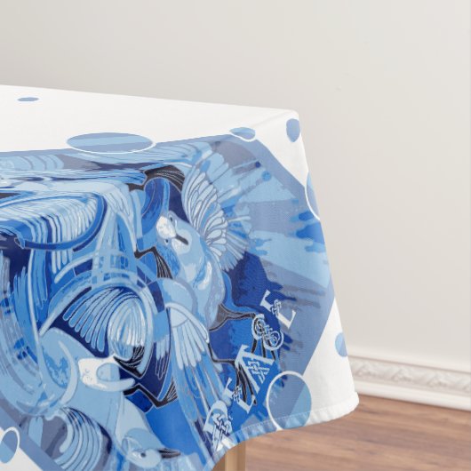 Taube mit keltischem Friedenstext in blauen Tönen Tischdecke (Beispiel)