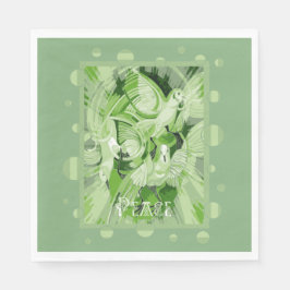 Taube mit keltischem Friedenstext in grünen Tönen Serviette