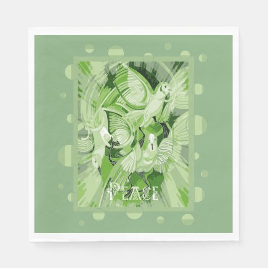 Taube mit keltischem Friedenstext in grünen Tönen Serviette (Vorderseite)