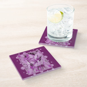 Taube mit keltischem Friedenstext in Lilac-Tönen Glasuntersetzer