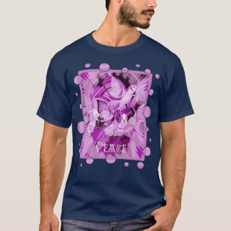 Taube mit keltischem Friedenstext in Lilac-Tönen T-Shirt