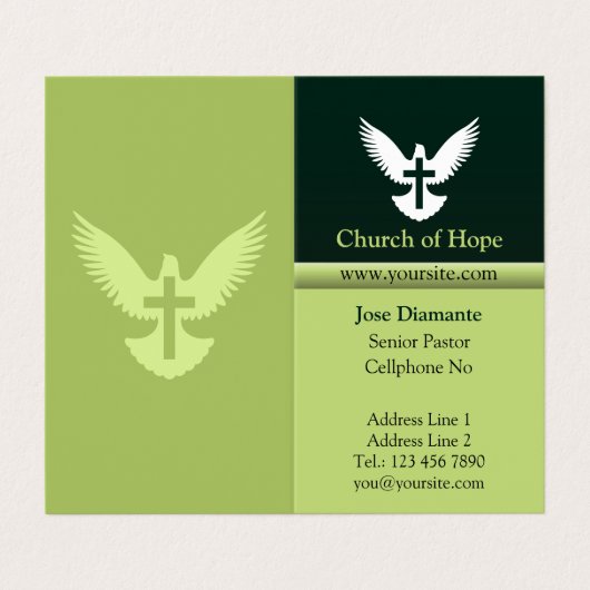 Taube mit kreisgrün geklappt visitenkarten (Außenseite Aufgefaltet)