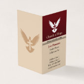 Taube mit Kreuzrot und Beige Vertikal geklappt Visitenkarten (Vorderseite)