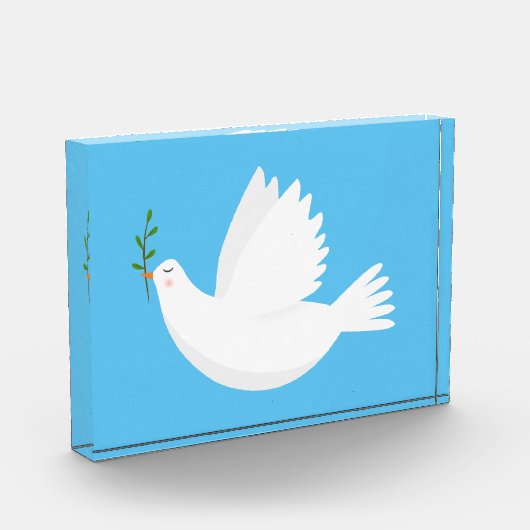 Taube mit Olivenzweig Fotoblock (Links)