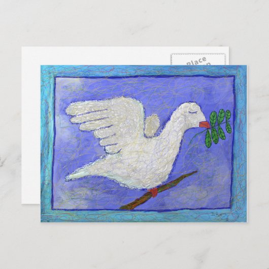 Taube mit Olivenzweig Postkarte (Vorne/Hinten)