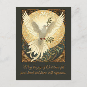 Taube mit Olivenzweig Weihnachtsdesign Feiertagspostkarte