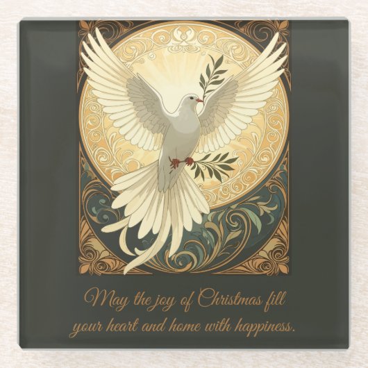 Taube mit Olivenzweig Weihnachtsdesign Glasuntersetzer (Vorderseite)