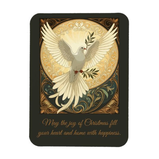 Taube mit Olivenzweig Weihnachtsdesign Magnet (Vertikal)