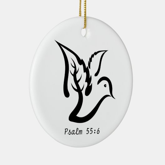 Taube mit Ölzweig- u. Psalm-55:6 Zitat Keramikornament (Rechts)