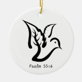 Taube mit Ölzweig- u. Psalm-55:6 Zitat Keramikornament (Vorne)
