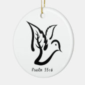 Taube mit Ölzweig- u. Psalm-55:6 Zitat Keramikornament (Links)