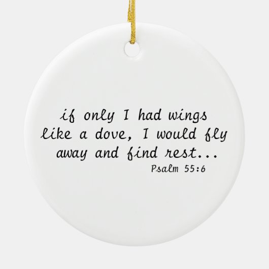 Taube mit Ölzweig- u. Psalm-55:6 Zitat Keramikornament (Hinten)