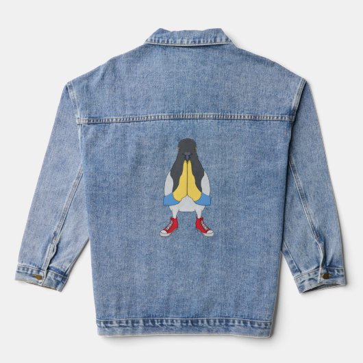 Taube mit Schuhen Jeansjacke (Rückseite)