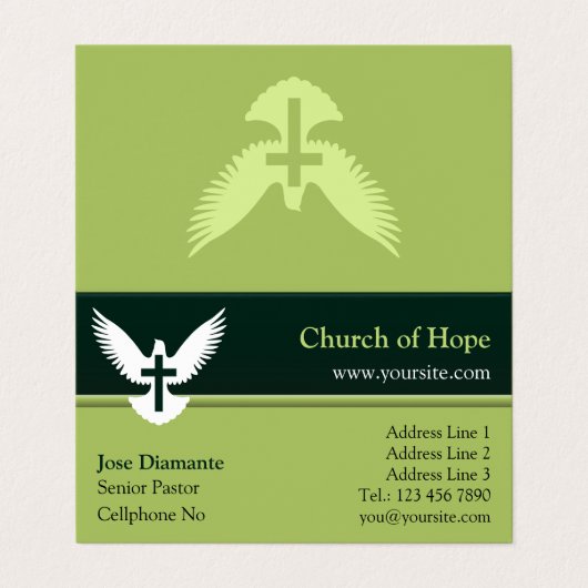 Taube mit waldgrün geklapptem Busin Visitenkarten (Außenseite Aufgefaltet)