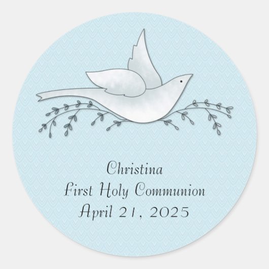 Taube mit Zweigen, blau, Erste Kommune Runder Aufkleber (Vorderseite)