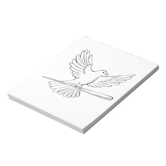 Taube oder Taube, die mit Zeichnend Cane fliegen Notizblock (Rotiert)