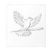 Taube oder Taube, die mit Zeichnend Cane fliegen Notizblock (Vorderseite)