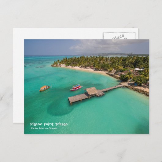 Taube Point Tobago mit Glasbodenbooten Postkarte (Vorne/Hinten)