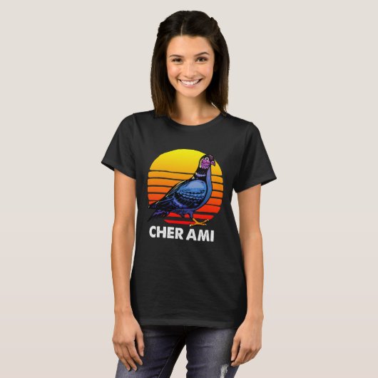 Taube Retro Cher Ami Weltkrieg Vogel Taube Taube F T-Shirt (Vorne ganz)