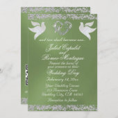 Taube, Silberherz und Glitzer, QR-Code - Seite Einladung (Vorne/Hinten)