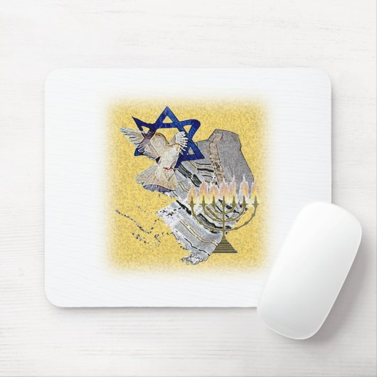 Taube Tallit Menorah mit Hintergrund Mousepad (Mit Mouse)