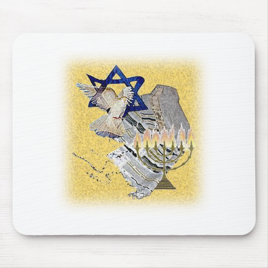 Taube Tallit Menorah mit Hintergrund Mousepad (Vorne)