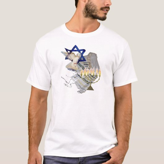 Taube, Tallit u. Menorah B T-Shirt (Vorderseite)