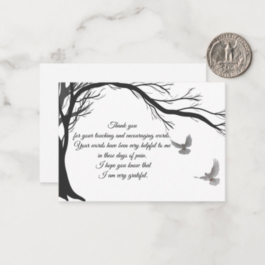 Taube und Bäume dank Karte (Vorderseite/Rückseite Beispiel)