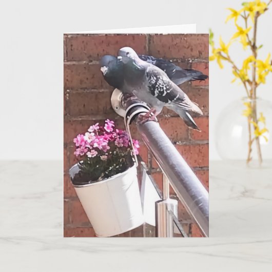 Taube und Blume Gruß Karte (Gelbe Blume)