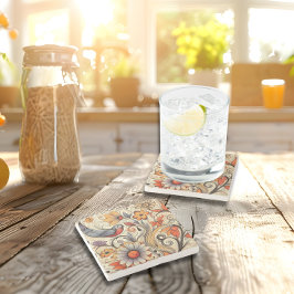 Taube und Blumendesign Steinuntersetzer