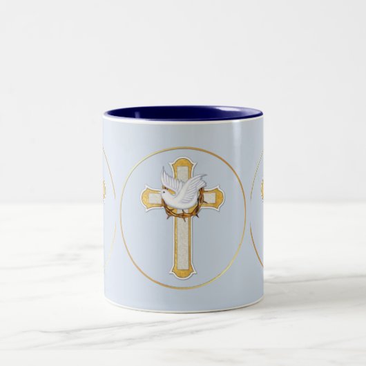 Taube und Kreuz Zweifarbige Tasse (Mittel)