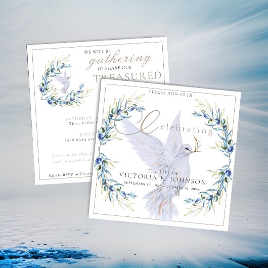 Taube und Olivenhaine - Feier des Lebens Einladung