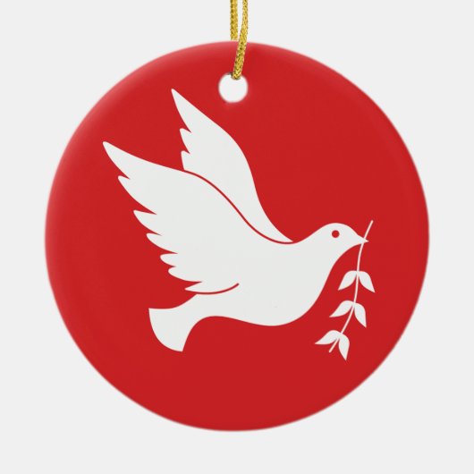 Taube und Ölzweig Keramikornament (Vorne)