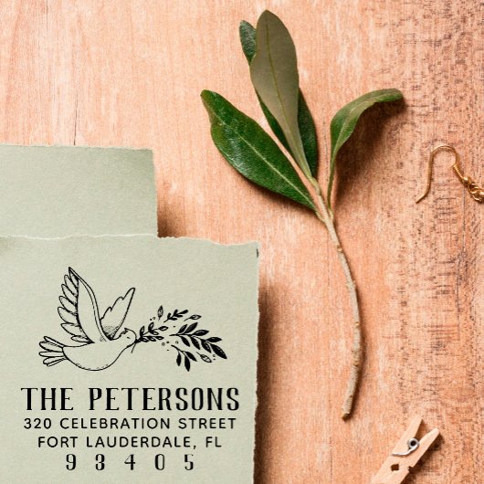 Taube und Zweigstelle Zeichnend Rücksendeadresse f Gummistempel