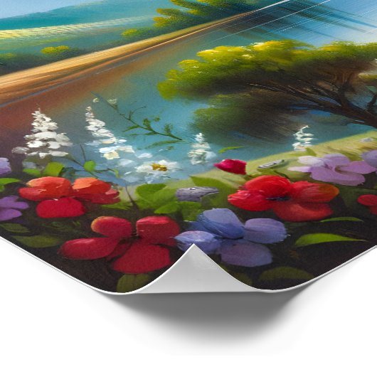 Taube unter einem Regenbogen Poster (Ecke)